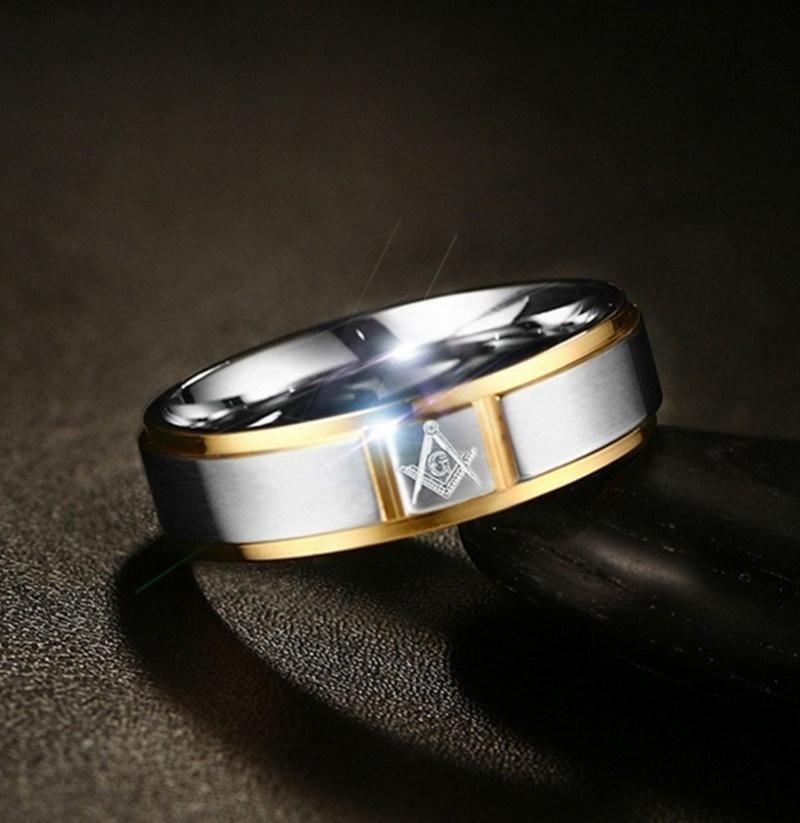 

Cluster Rings Classic Glossy Masonic Pattern Ring Men's Trendy Casual Party Jewelry Gift