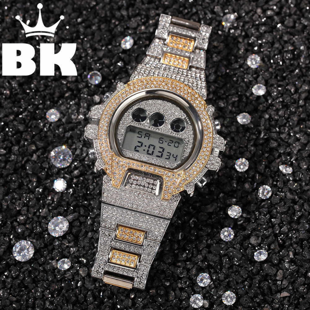 

Hip Hop Full Iced Out Men Watches StainlSteel Fashion Luxury Rhinestones Quartz Square Wristwatches BusinWatch X0707