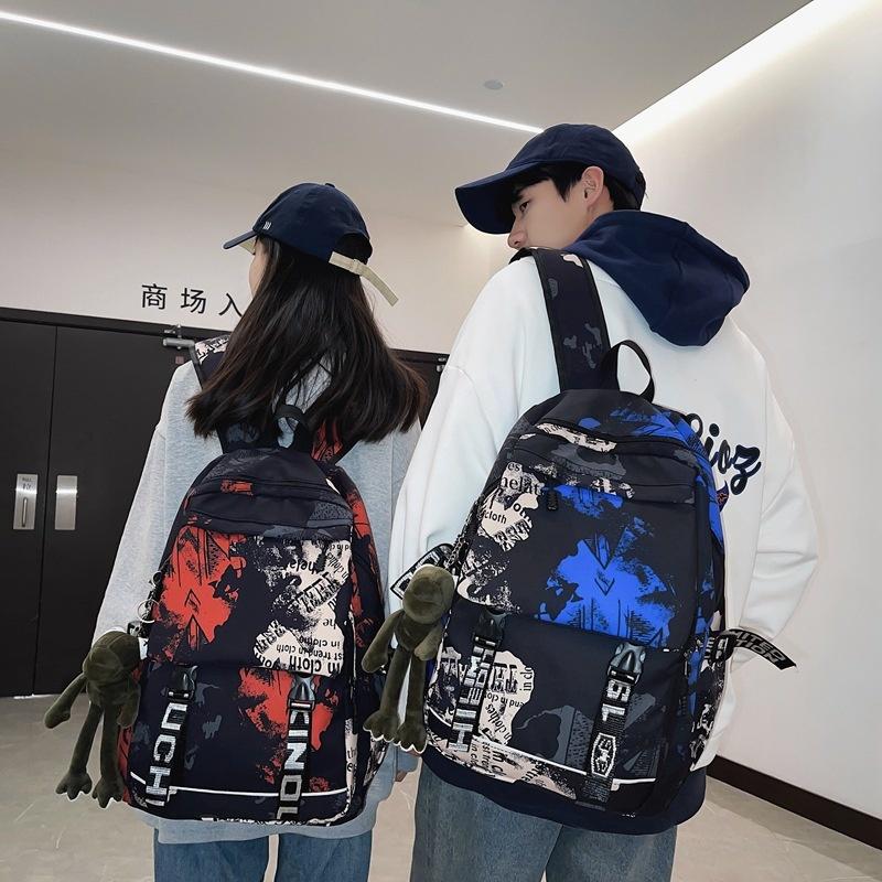 

Backpack Fashion Girl Boy Graffiti Pattern Female Male College Bag Cool Women Men Student School Bags Ladies Travel, Blue