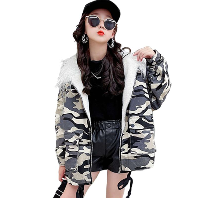 

Jackets Girls Long Jacket Outerwear Camouflage Pattern Girl Coats Kids Cotton Padded Children's Winter Clothes, 0498266
