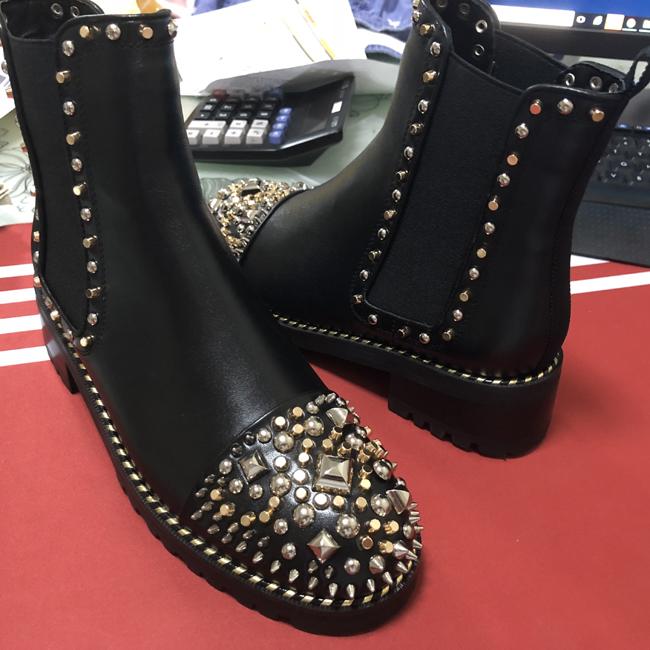 

With box 2021 Fashion ladies' short boots Women's fashion personality ladies Genuine leather boots woman's ankle boots size 3, Black