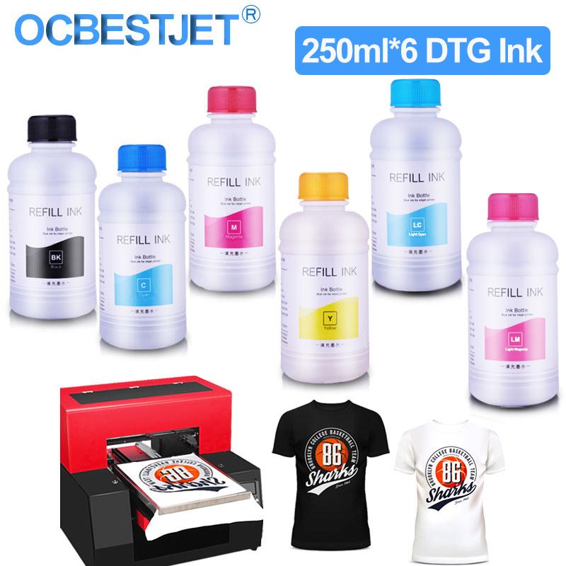 

250ML*6 DTG Ink For R290 R330 1390 1410 L800 L1800 R1800 R1900 R2000 R3000 DX5 DX6 DX7 DX9 DX10 Printhead Printer Refill Kits