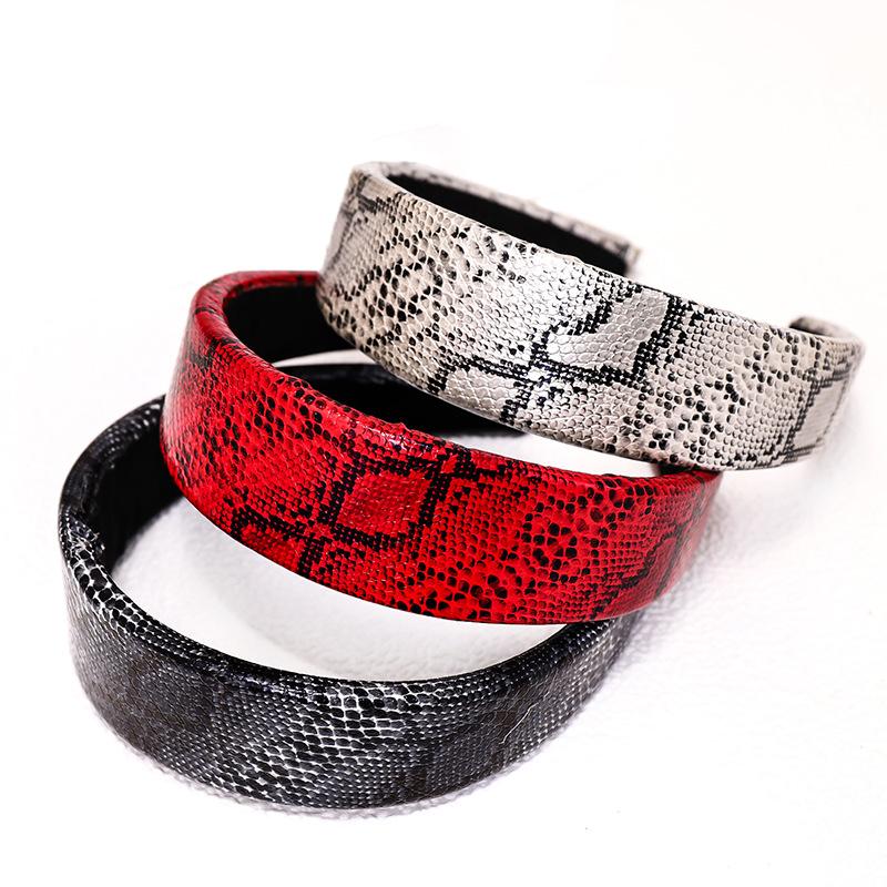 

Hair Clips & Barrettes Find Me PU Leather Wide Headband Geometric Punk Creative Snake Pattern Band For Women 2021 Fashion Jewelry Accessorie, Golden;silver