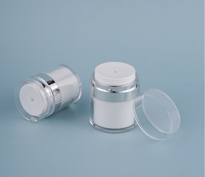 

15ml 30ml 50ml Cosmetic Jar Empty Acrylic Cans White Vacuum Bottle Airless Refillable Container Press Lotion Pump