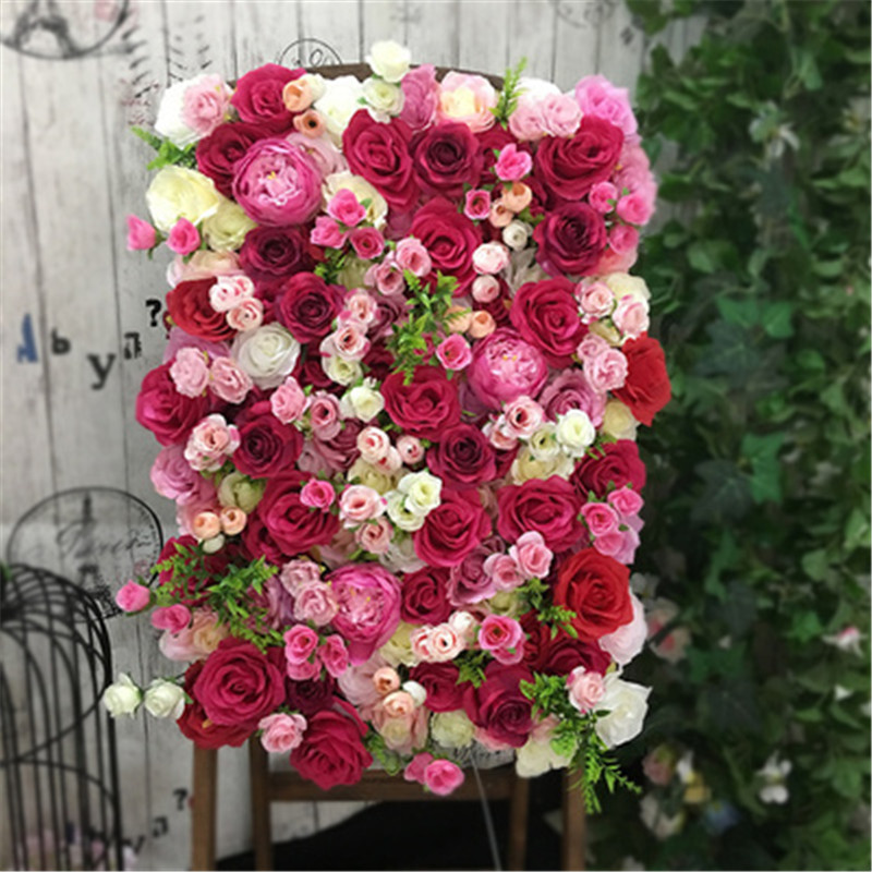 

40x60cm Aritificial Silk Rose Flower Wall Panels Decoration for Wedding Home Baby Shower Party Display Window Backdrop Decor, As pic