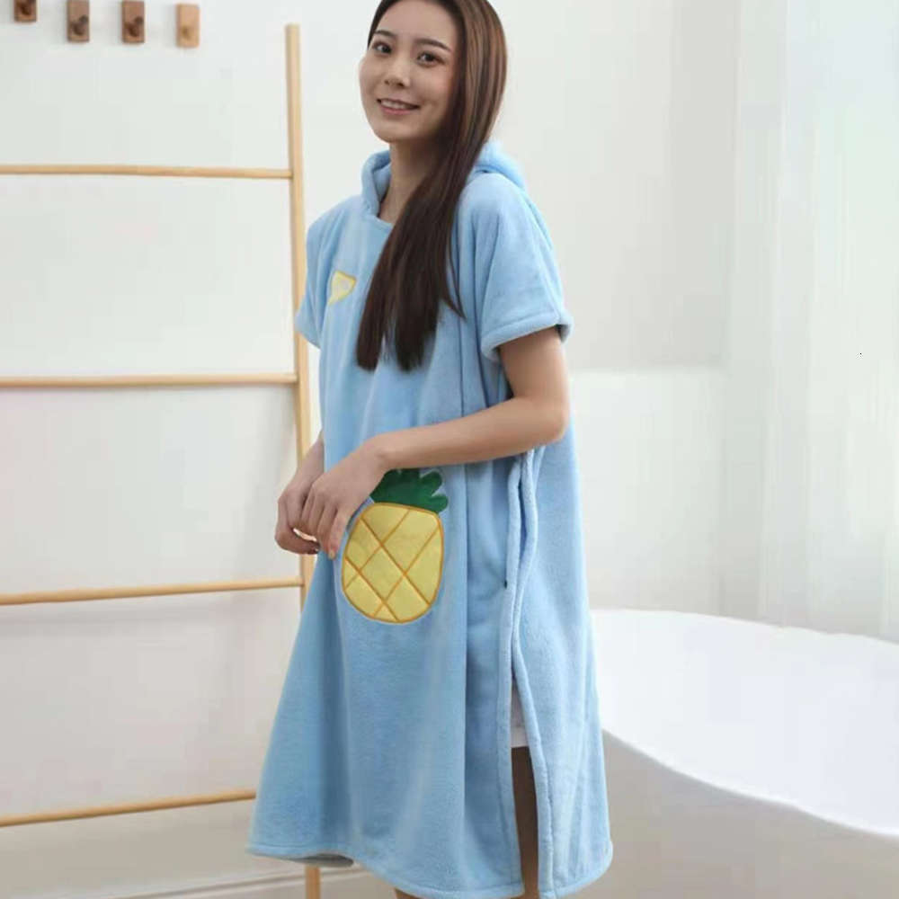 

Coral velvet adult Bath skirt household soft bath towel women can wear cape type hooded bathrobe