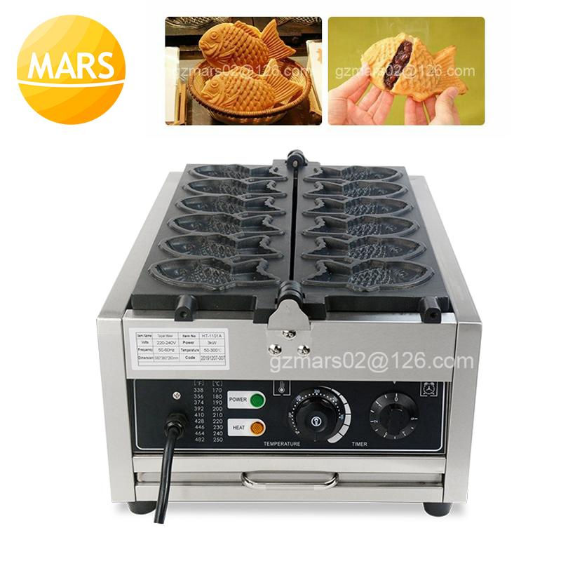 

Japanese Fish-Shaped Cake Baker Taiyaki Waffle Cone Maker Fish Grill Pan Non-Stick 6 Molds Kitchen Dessert Cooking Plate Bread Makers