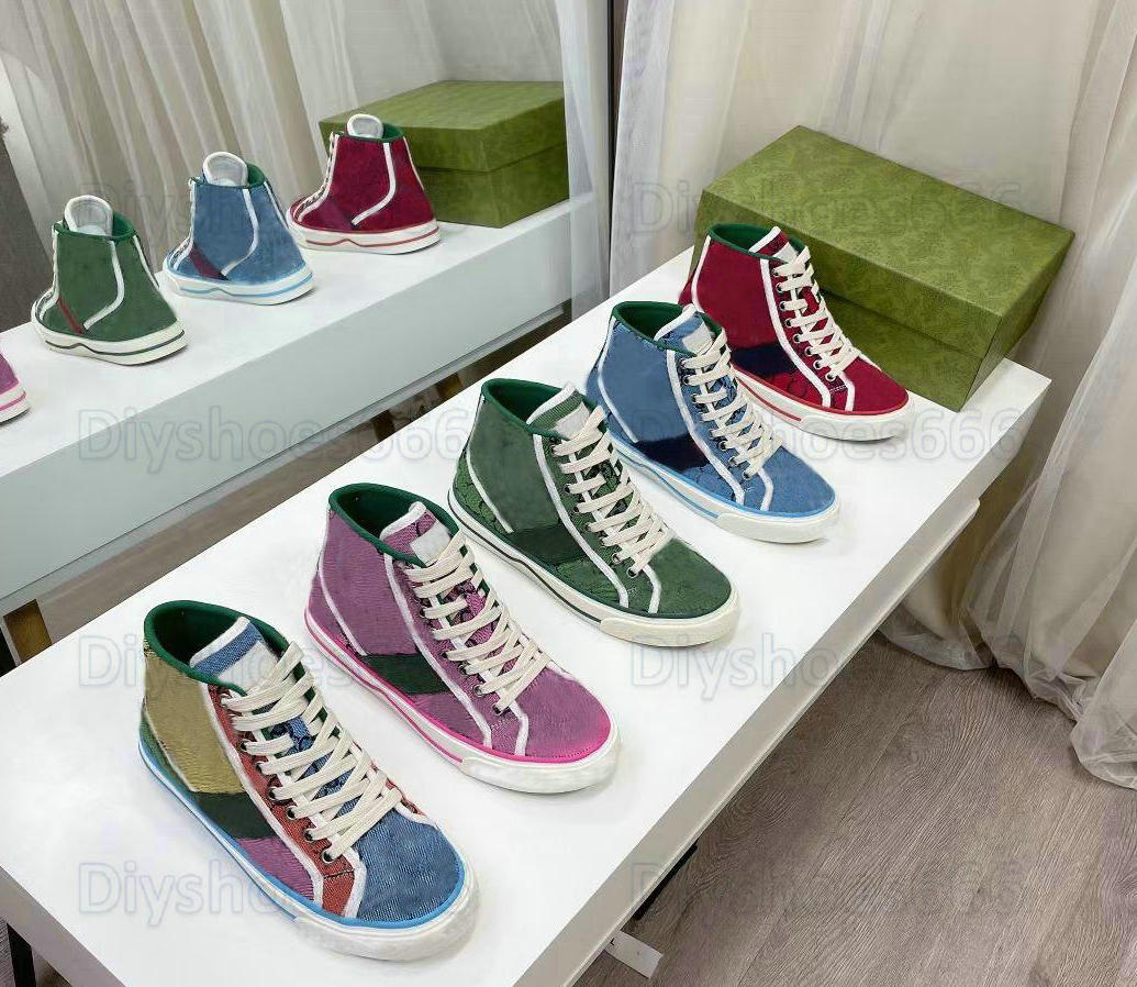 

Womens Tennis 1977 Multicolor Hip Top Sneakers Canvas Designer Shoes High-Top Boots Low-Top Vintage Sneaker For Men Lace-up Web Stripe Platf