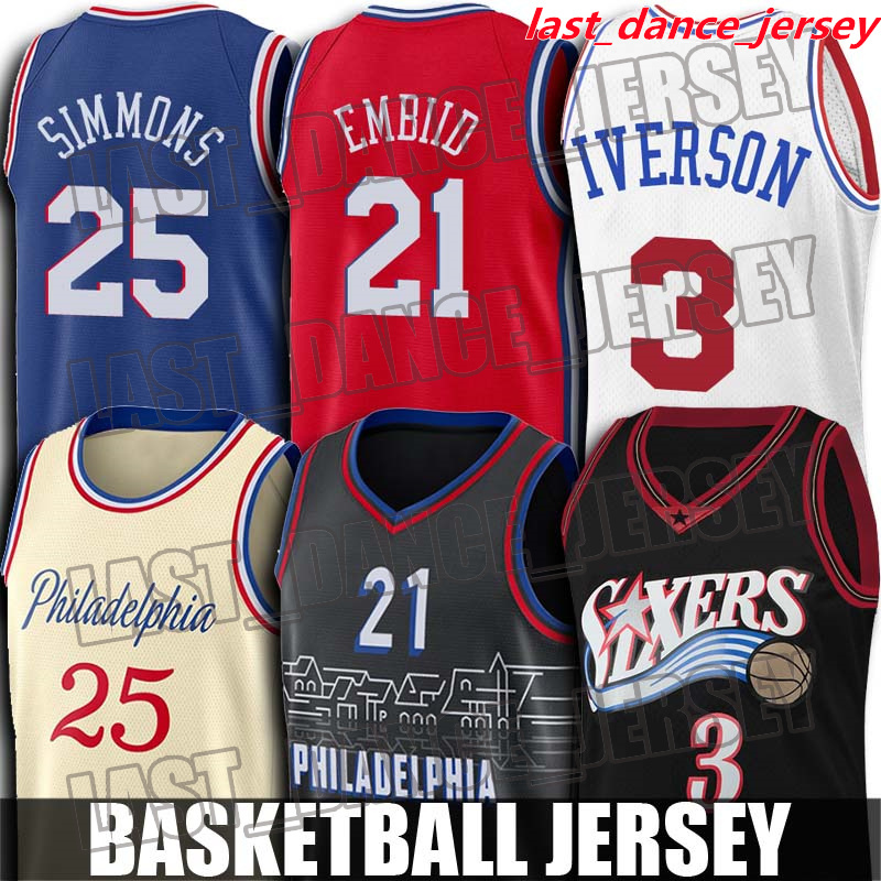 

Throwback Allen 3 Iverson Jersey Ben 25 Simmons Joel 21 Embiid Jerseys Julius 6 Erving Basketball Jersey Philadelphia 76ers Jersey