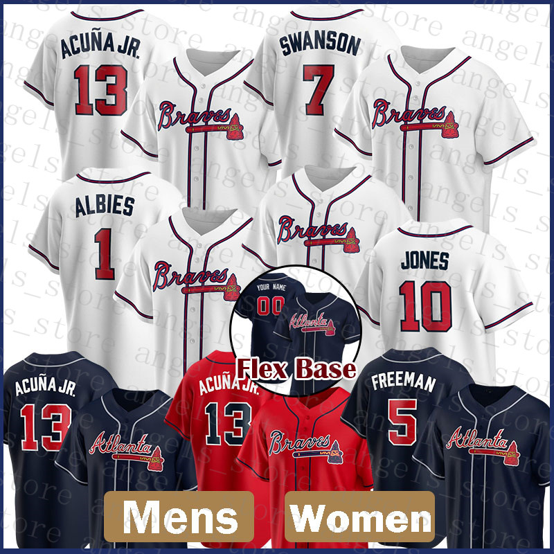 

Atlanta Mens Braves Women 13 Ronald Acuna Jr. Custom Baseball Jersey 5 Freddie Freeman 7 Dansby Swanson 1 Ozzie Albies 10 Chipper Jones CHEAP, Blue;black