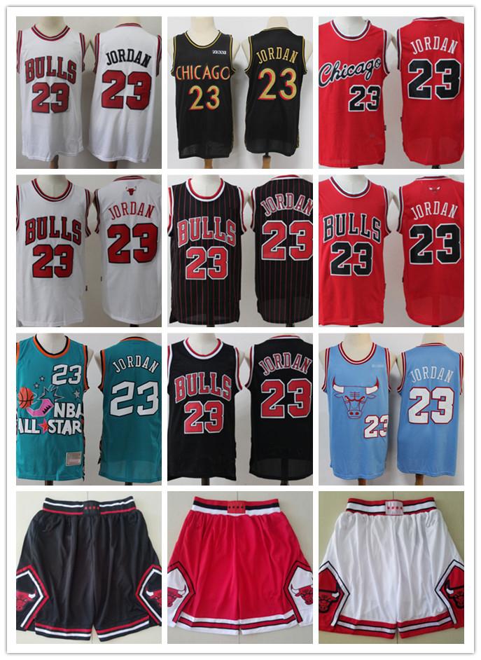 

2021 mens chicago bulls 23 michael MJ Throwback Basketball Shorts Basketball Jerseys red black white Blue high quality, Black;red
