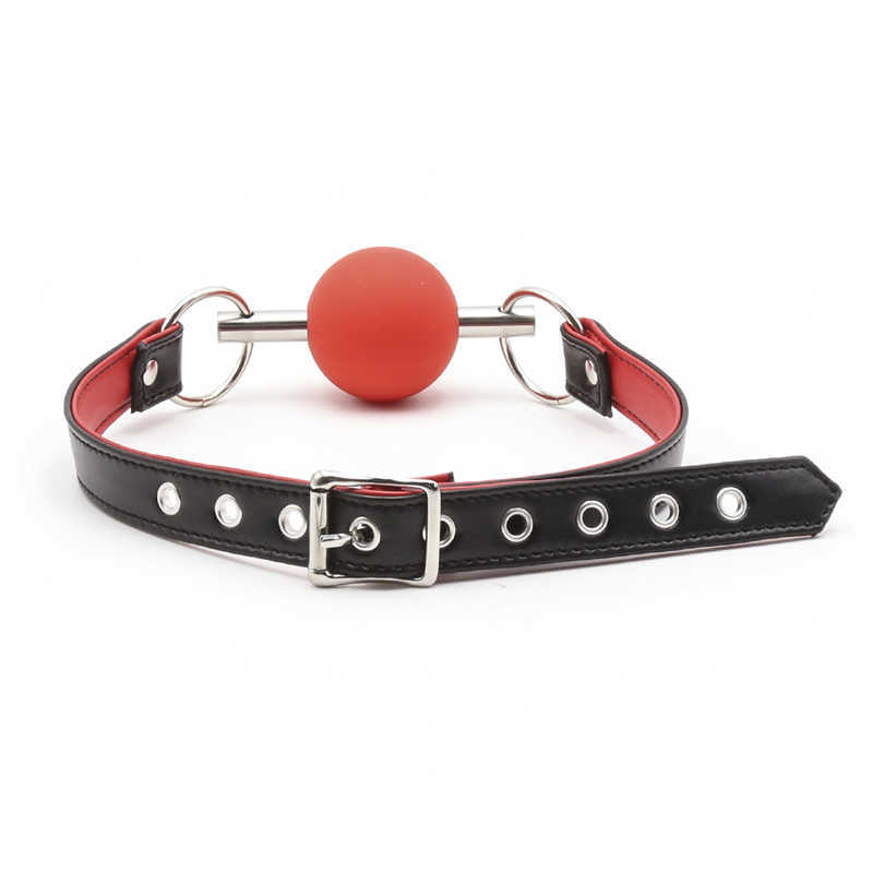 2022 adultshop Silicone Open Mouth Gag Ball Metal Rod PU Leather Strap Bdsm Slave Bondage Restraints For Women Couples 210722-image-748767343