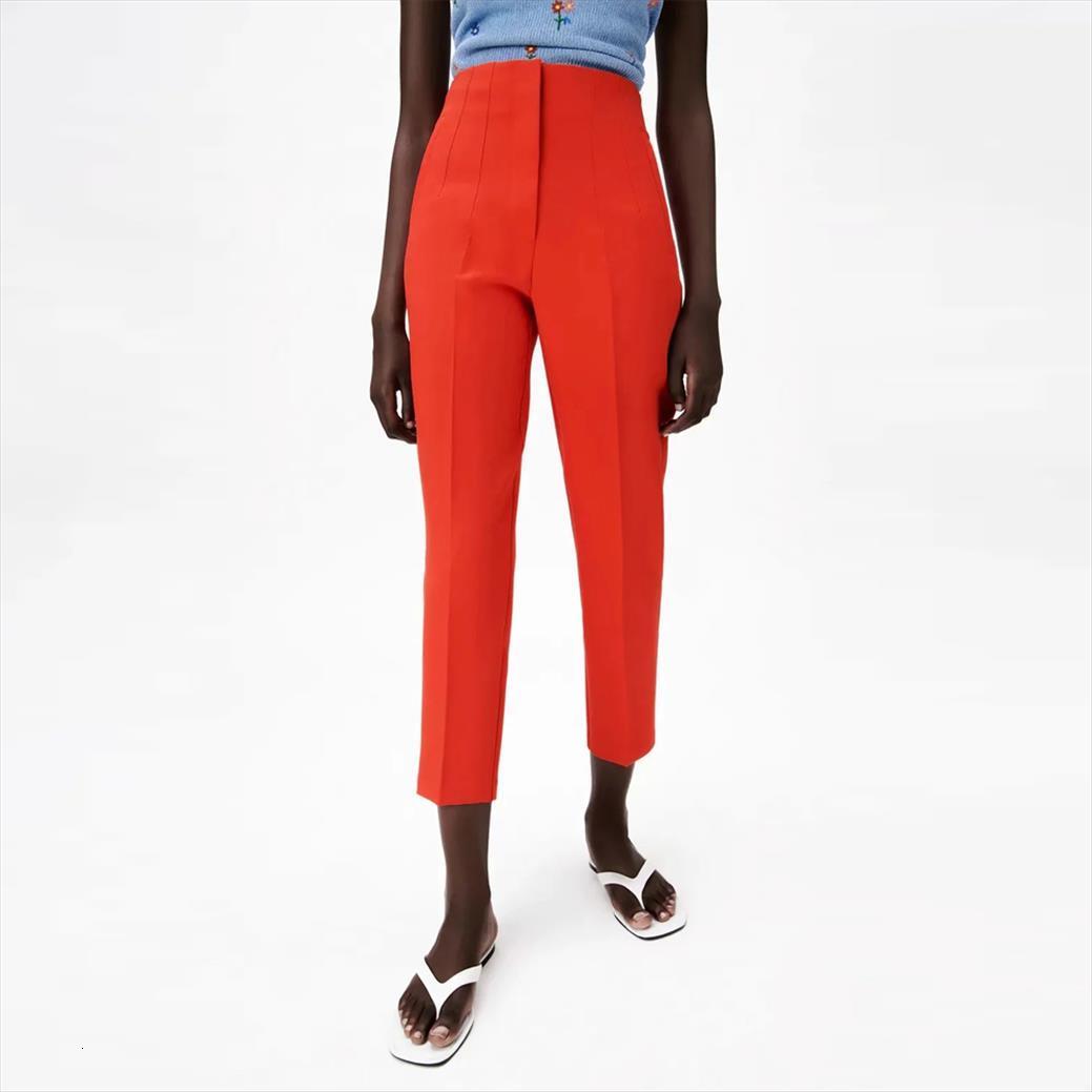 

za pantalon candy colors womens pants ankle length slim ol office high waist pencil female pocket fashion suits trousers, Black;white