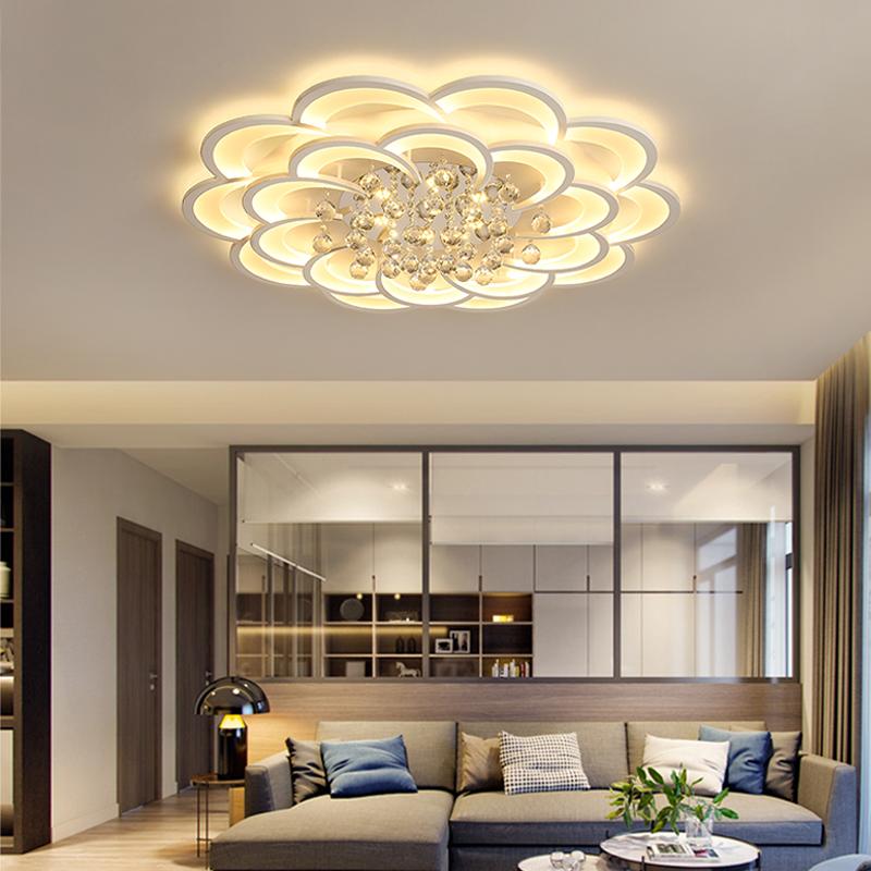 

Ceiling Lights Modern LED Fixtures For Living Room White K9 Crystal Home Bedroom Lamp With Remote Control Dimmable Plafon Lustre