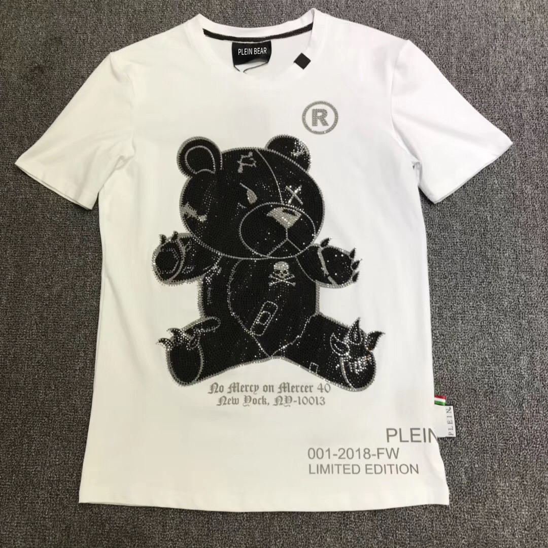 

PLEIN BEAR T SHIRT Mens Designer Tshirts Rhinestone Skull Men T-shirts Classical High Quality Hip Hop Streetwear Tshirt Casual Top Tees PB 16283, Black