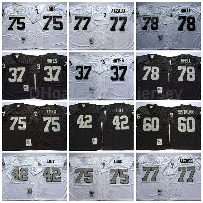 

NCAA Vintage Football Retro 42 Ronnie Lott Jersey 37 Lester Hayes 75 Howie Long 77 Lyle Alzado 78 Art Shell Sports All Stitched, 37 white