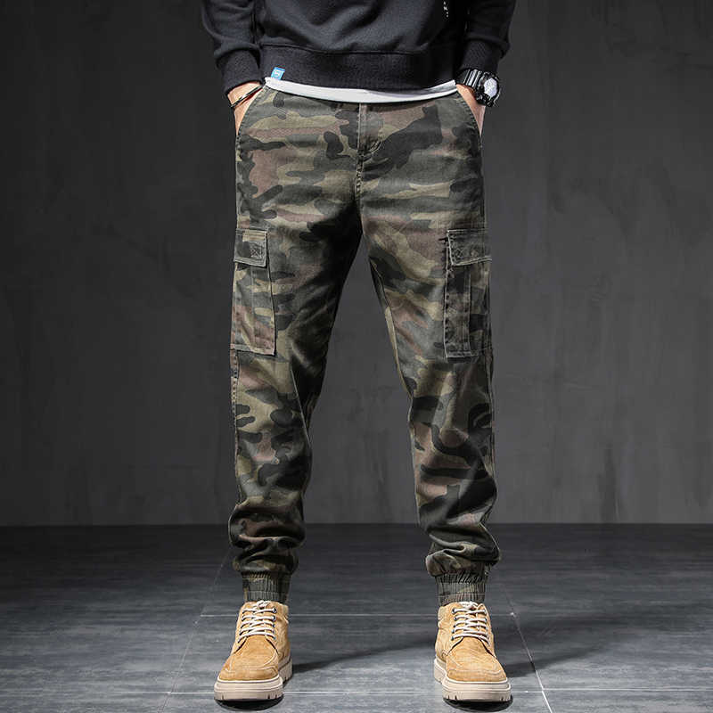 

Ly Military Camouflage Fashion Men Jeans Loose Fit Big Pocket Casual Cargo Pants Streetwear Hip Hop Joggers Wide Leg Trousers, Green camouflage