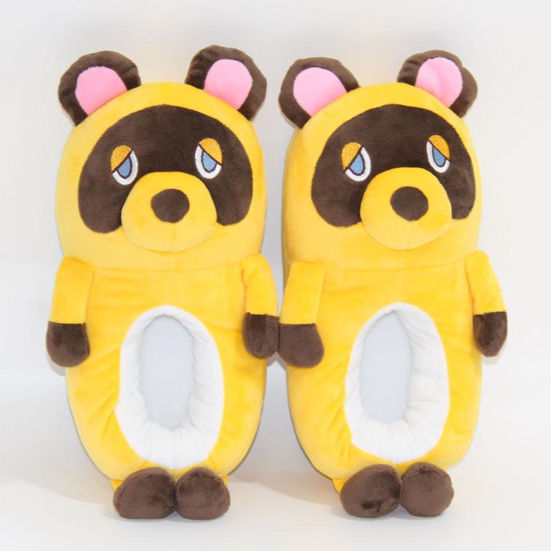 

Anime Cartoon Bear Raccoon Full Covered Shoes Cute Funny Winter Warm Indoor Plush Toy Slipper For Man Woman Xmas Bday Gifts Slippers, Black
