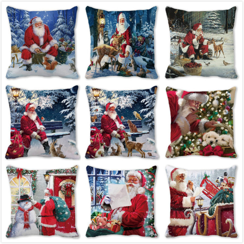 

New Year 2022 Christmas Decorations for Home 40 Style Snow Scene Santa  Cushion Cover Ornaments Natal Adornos de navidad