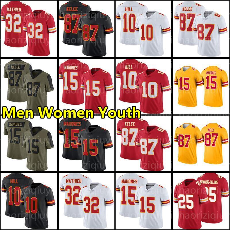 

15 Patrick Mahomes Jersey 10 Tyreek Hill 87 Travis Kelce Tyrann Mathieu Derrick Thomas Clyde Edwards-Helaire Chris Jones Christian Football Mens womens kids, Women jersey