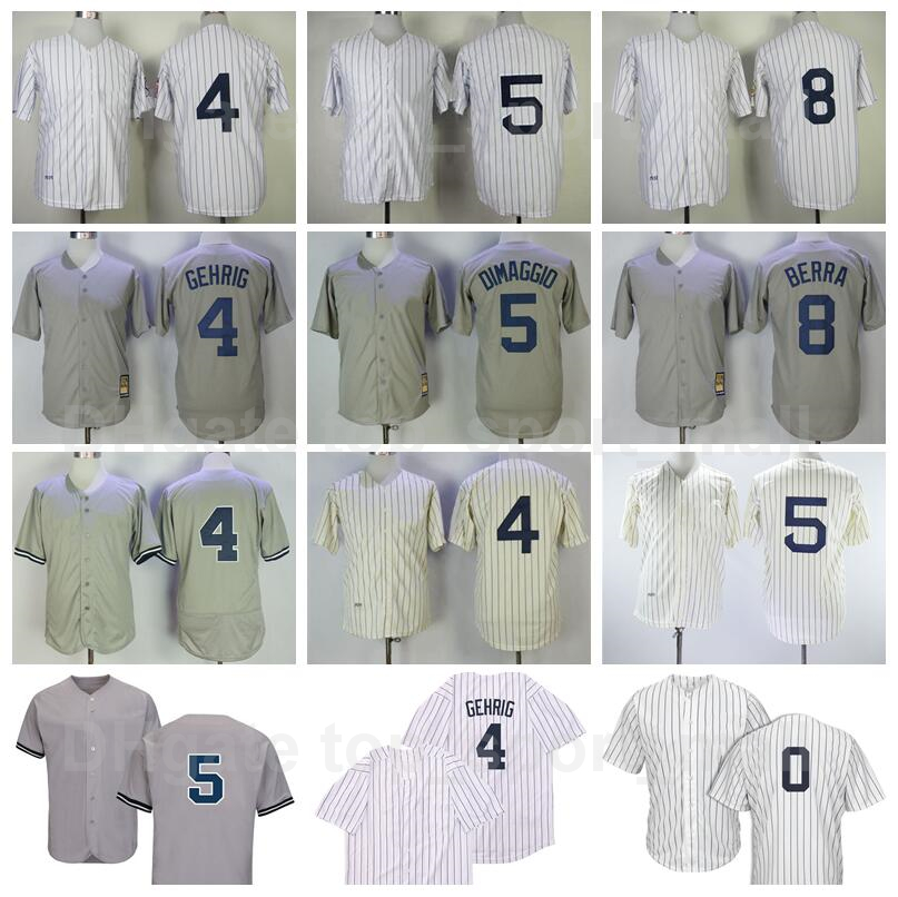 

Retro 1939 1951 Vintage Baseball 0 Adam Ottavino Jersey 4 Lou Gehrig 5 Joe DiMaggio 8 Yogi Berra Retire Pinstripe White Grey Beige, 0 white