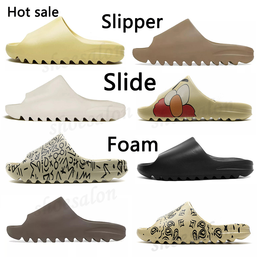 

Kanye Slides West bone resin desert sand Slippers black white red Slide earth brown men women mens womens sandals Soot Core Pure Enfora Graffiti