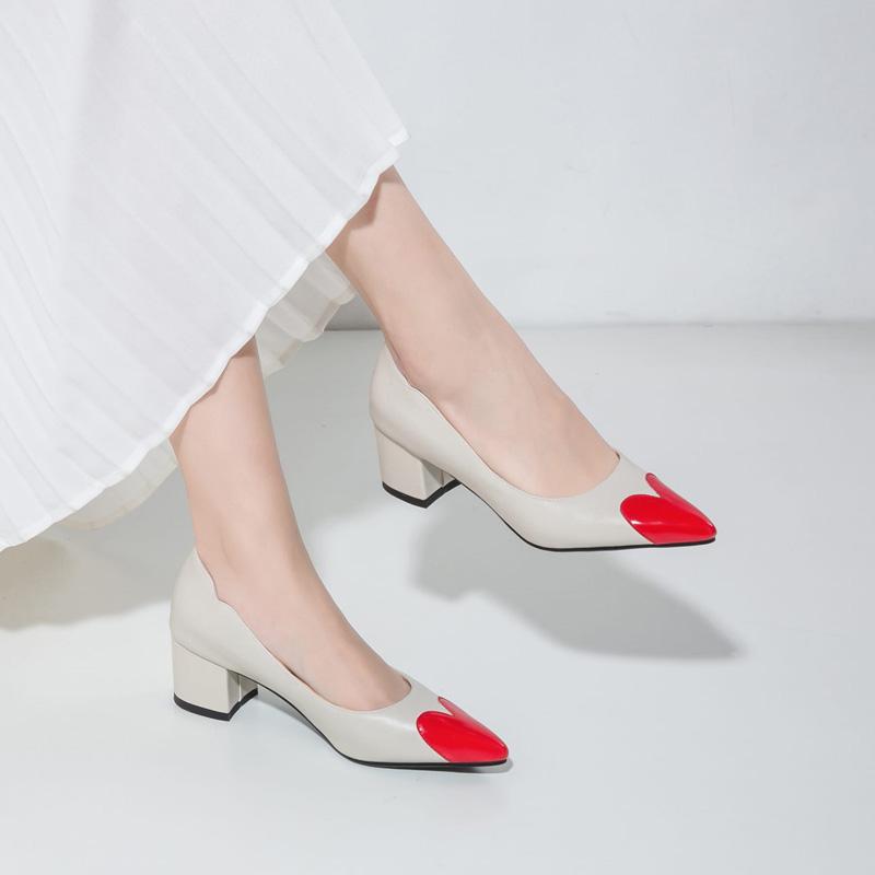 

Dress Shoes Women Pointed Toe Pumps Solid Color Love Shape High Heels Concise Office Lady Daily Party Footwear Size 33-43, 1 black