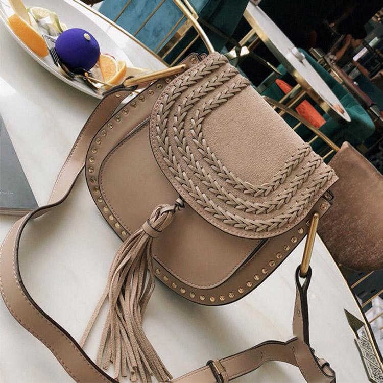 

Famous Fashion Brand Designer bags Cowskin Leather Tassel Rivet Marcie Bag saddle crossbody Shoulder Bags Ke Jiu