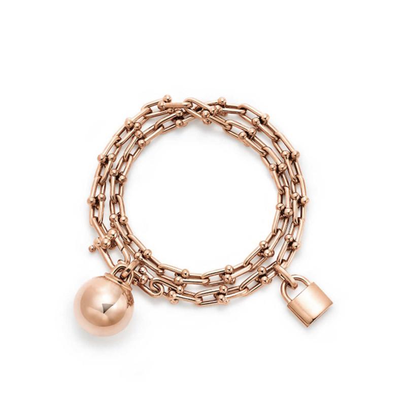 

Designer Women Silver Love Bracelet Men Gold Bracelets High Quality Chains Pendants Letter T Hardwear With Lock Ball Luxury Jewelry