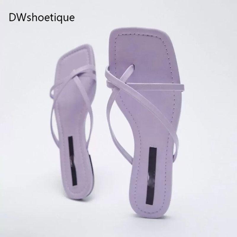

Slippers Summer Strap Square Toe Women Slides Casual Flat Flip Flops, Black