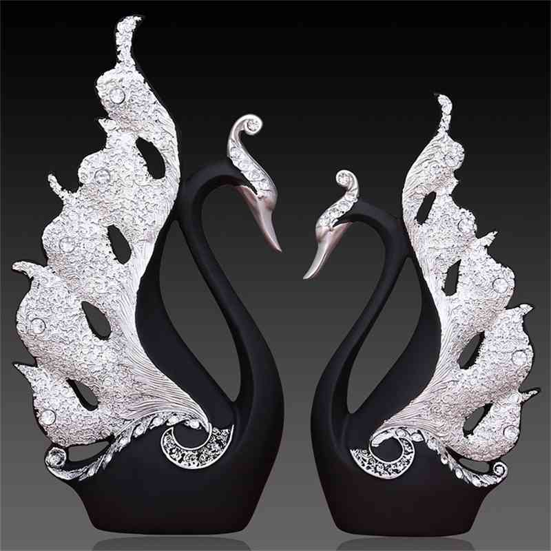 

Home Decoration Accessories A Couple of Swan Statue Home Decor Sculpture Modern Art Ornaments Wedding Gifts for Friends Lovers 210329