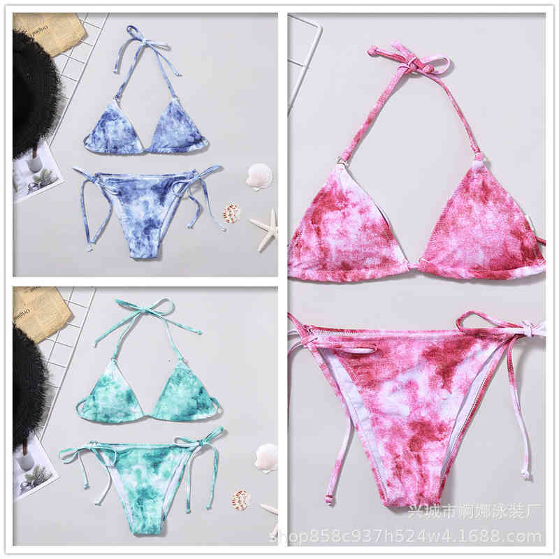 2021 Sexy Tie Dye Printed Split Bikini Women&#039;s Swimsuit-image-673358300