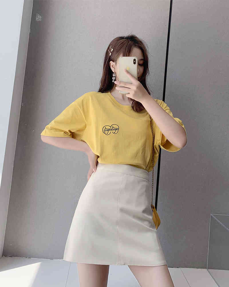 

Summer small fresh candy color simple A-line skirt short size hip women's clothing 210429, Purple