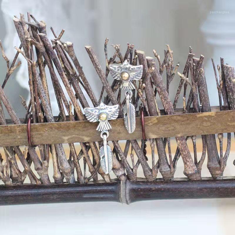 

Stud Vintage Silver Color Feather Eagle Earrings For Men's And Women's Punk Hip Hop Jewelry Fashion Accessories, Golden;silver