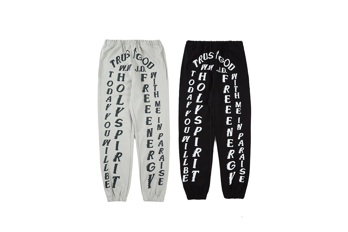 

service Limited Kanye cpfm Sunday West letter print Sunday men's and women's casual pants, White;black
