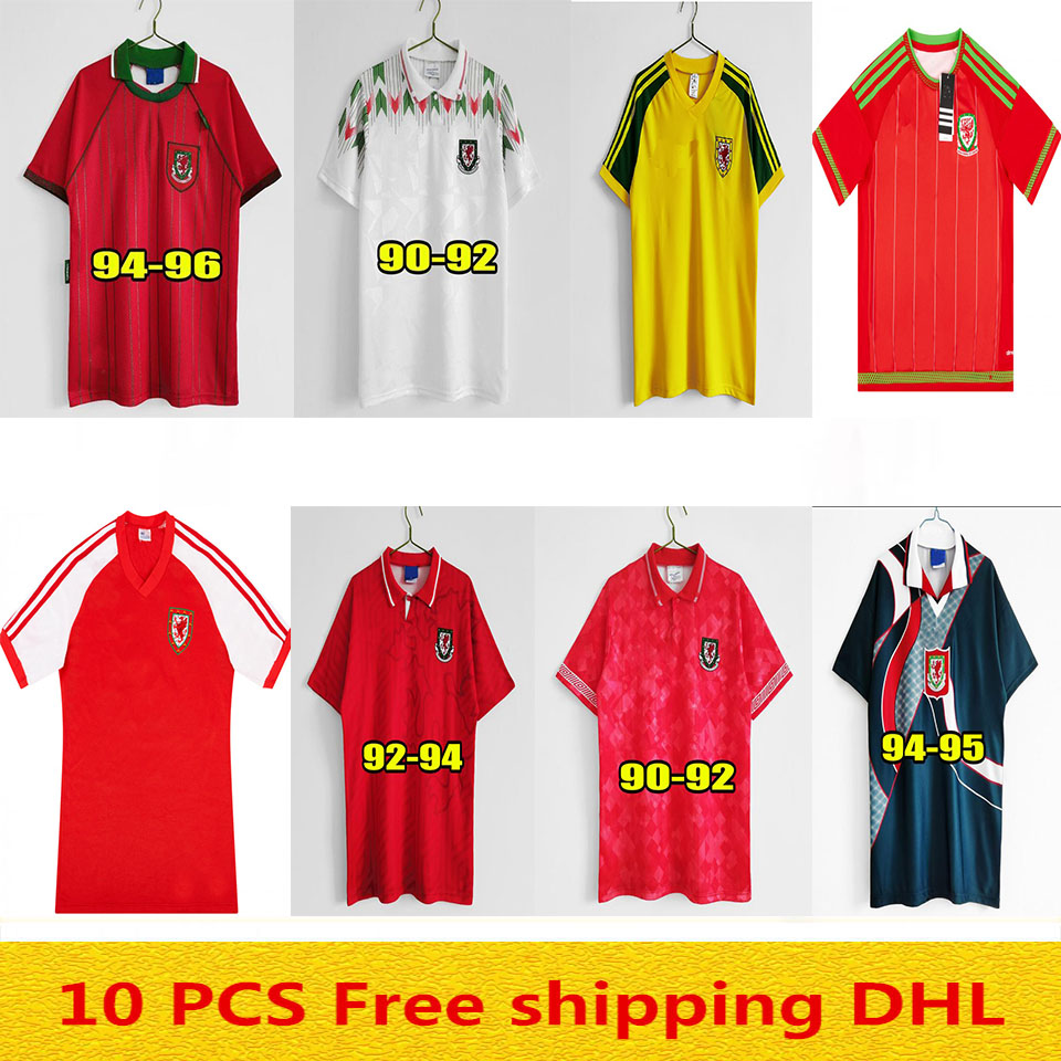 

15 16 Wales retro soccer jerseys 1990 1993 Gales 1992 1994 1995 1996 Giggs Hughes HOME AWAY Saunders Rush Boden Speed vintage classic football shirt, Black;yellow