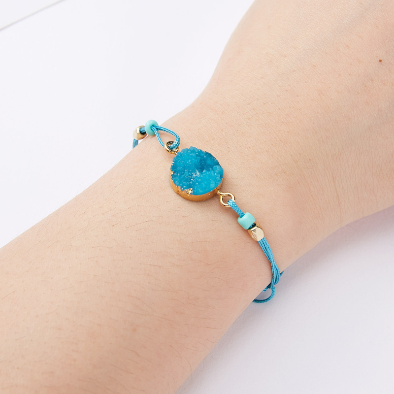

High Quality Woven Colorful Resin Imitation Natural Stone Charm Bracelet for Women Gift