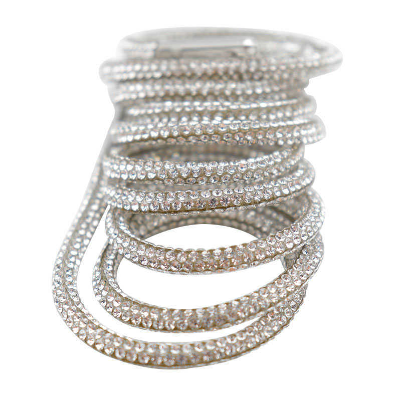 

Round Rhinestone Rubber Hose Diamond Trimming Jewelry Shoelace Crystal Drawstring Diy Trouser Hoodie Rope Clothing Belt Af1