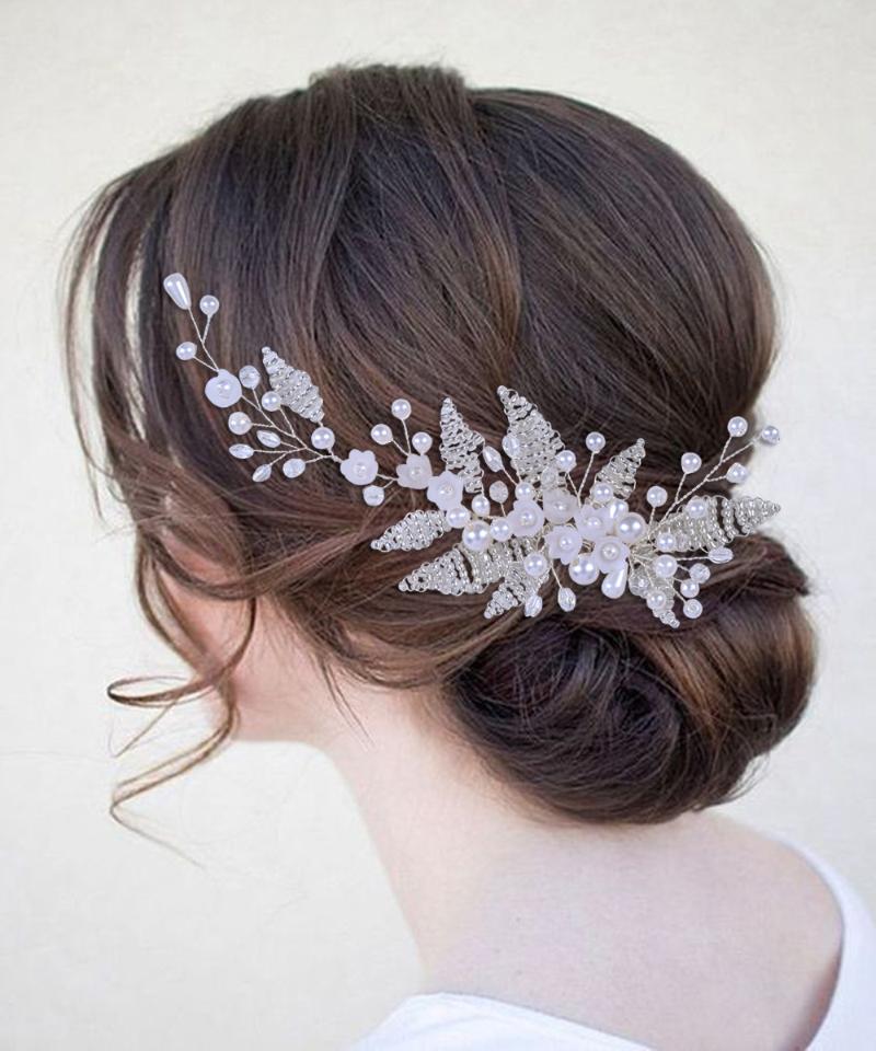 

Headpieces AMORARSI HP135 Silver Pearl Bridal Headwear Rhinestone Wedding Hair Accessories With Comb For Women Ornaments Jewelry