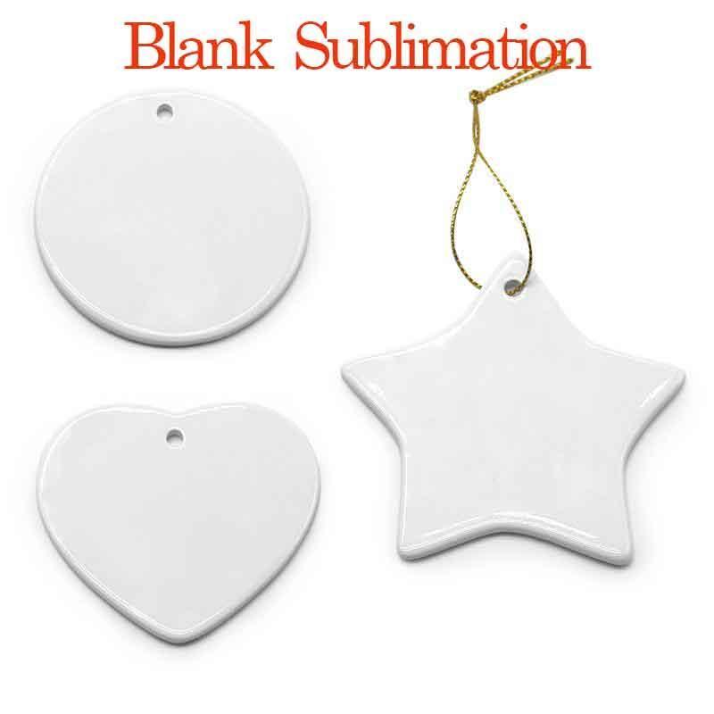 

Pendant Creative Blank White Sublimation Ceramic pendant Creative Christmas ornaments Printing DIY ceramic ornament heart