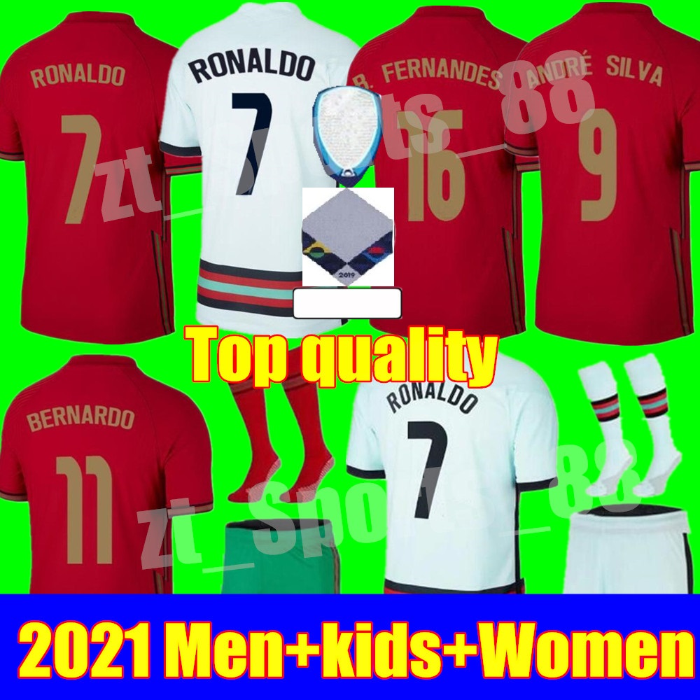 

2021 Men Women kids kit Euro Cup soccer jersey PEPE RONALDO POrTuGAl JOAO FELIX BERNARDO home away youth child football shirt GUEDES sets Camisa de futebol, Kids home+socks