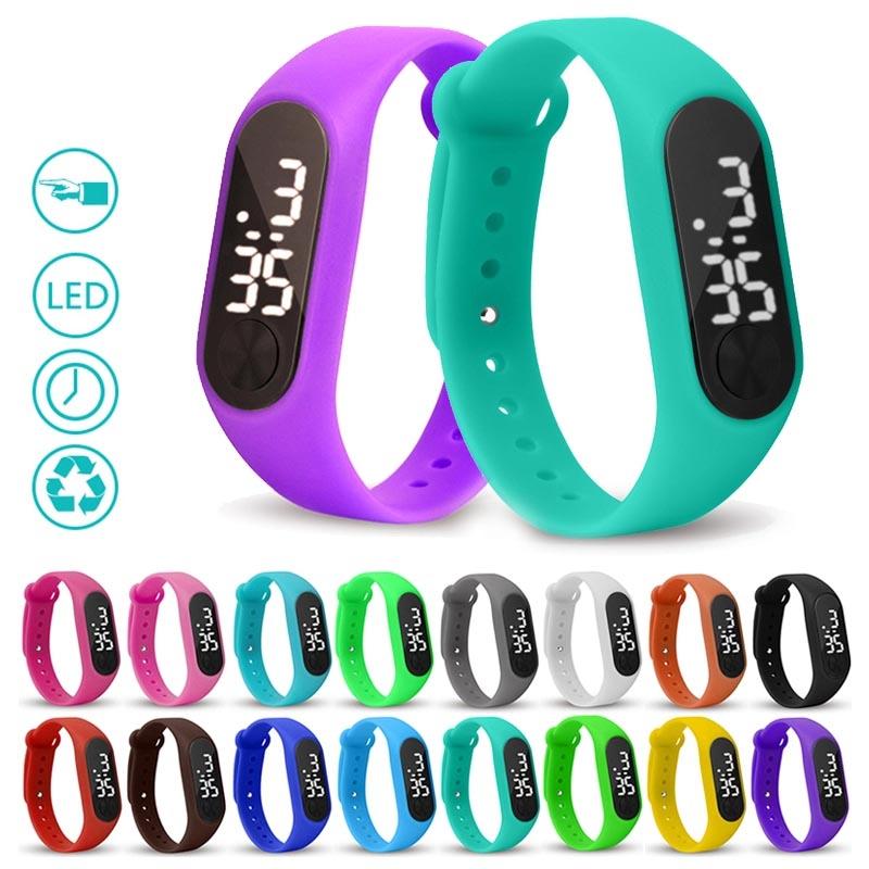

Wristwatches Fashion Casual Sport Bracelet White LED Electronic Digital Candy Color Silicone Watch For Children Kids Wrist Watches Men Women, Gray type1