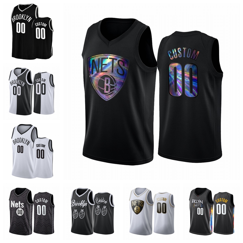 

Brooklyn Nets MEN Custom #00 Association White Basketball Jersey, Black