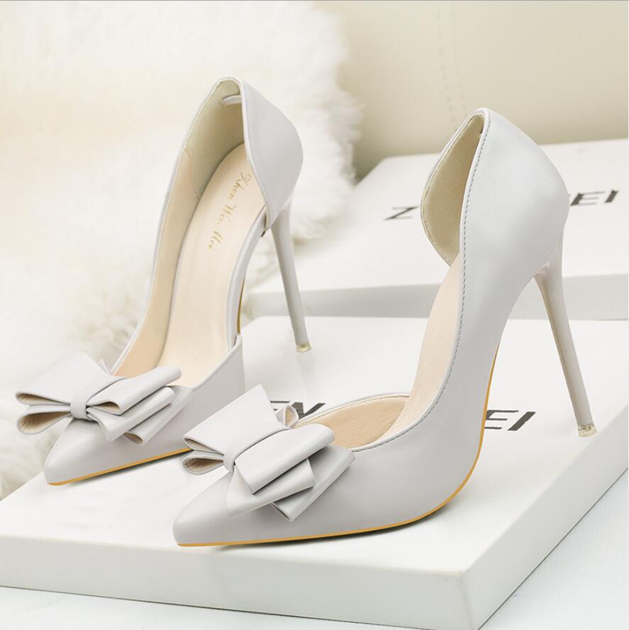 

2021 women high heels dress shoes party fashion rivets girls sexy pointed toe buckle platform pumps wedding shoe black white pink color