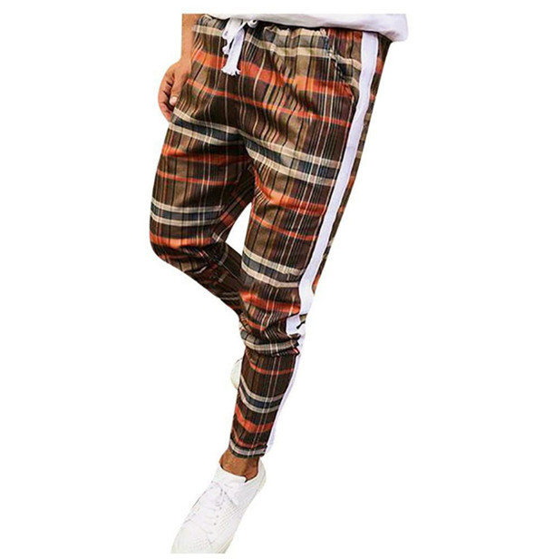 

Mens Designer Plaid Pencil Pants Casual Streetwear Mid Waist Full Length Pants Drawstring Cotton Pants with Pockets, Black