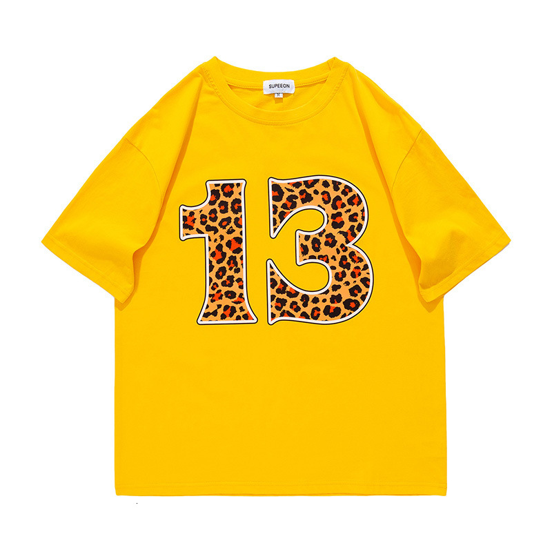 

t shirt ins trend harajuku leopard print short sleeve men's and women's loose street hip hop half summer 2021, White;black