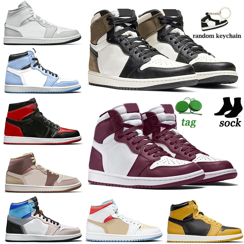 

With Socks And Tags jumpman mens women Basketball Shoes 1 1s sneakers high OG dark mocha new beginnings obsidian UNC university blue hyper royal trainers sports, A#5 bubble gum 36-46