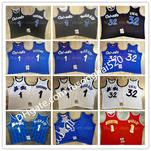 

2021 Mens Retro Orlando Magic Jerseys Shaquille O Neal McGrady Hardaway Stitched Mitchell & Ness Hardwoods Classics Swingman Shi, Black;red