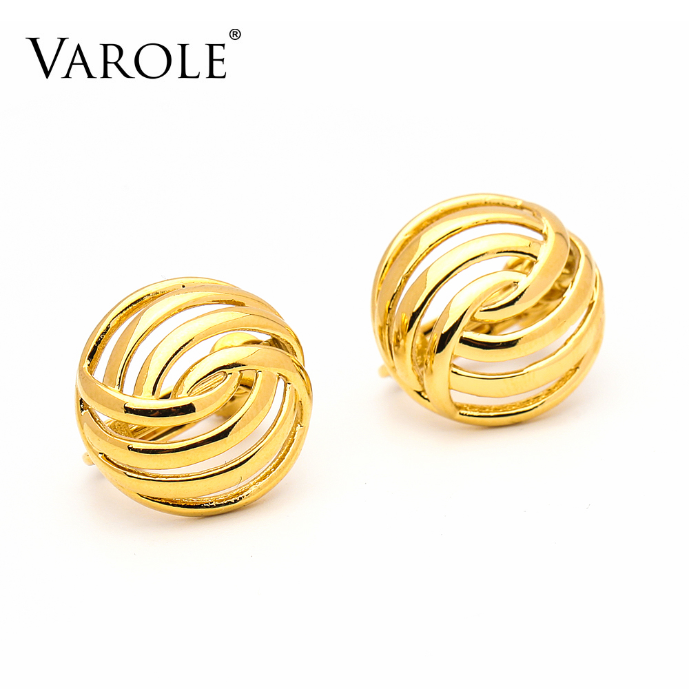

VAROLE Punk Ball Hollow Ear Cuff Clip On Earrings For Women Gold Color Earings Without Piercing Jewelry Kolczyki
