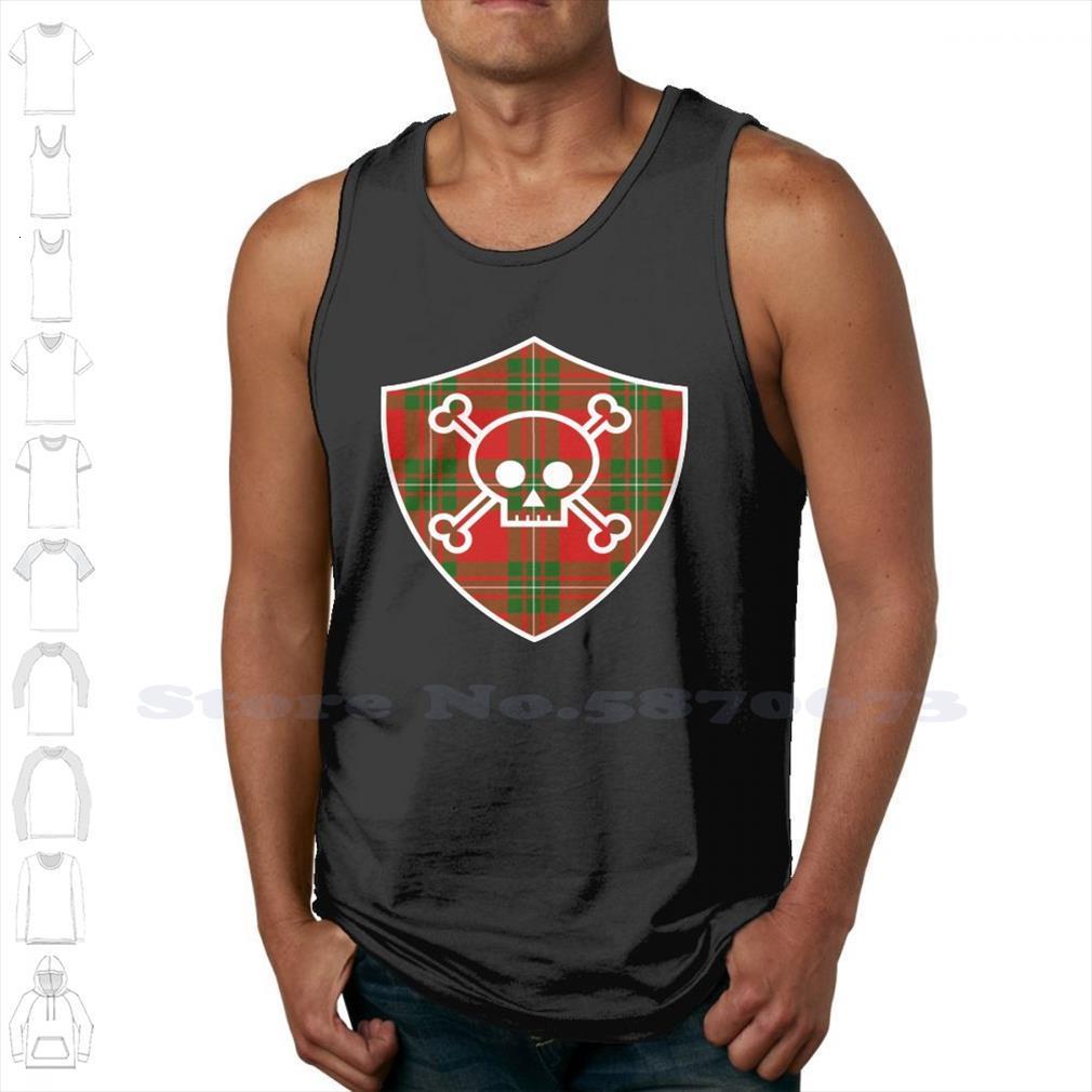 

tartan skull and bones shield black white sleeveless tank men women clan crossbones scotland highland, White;black